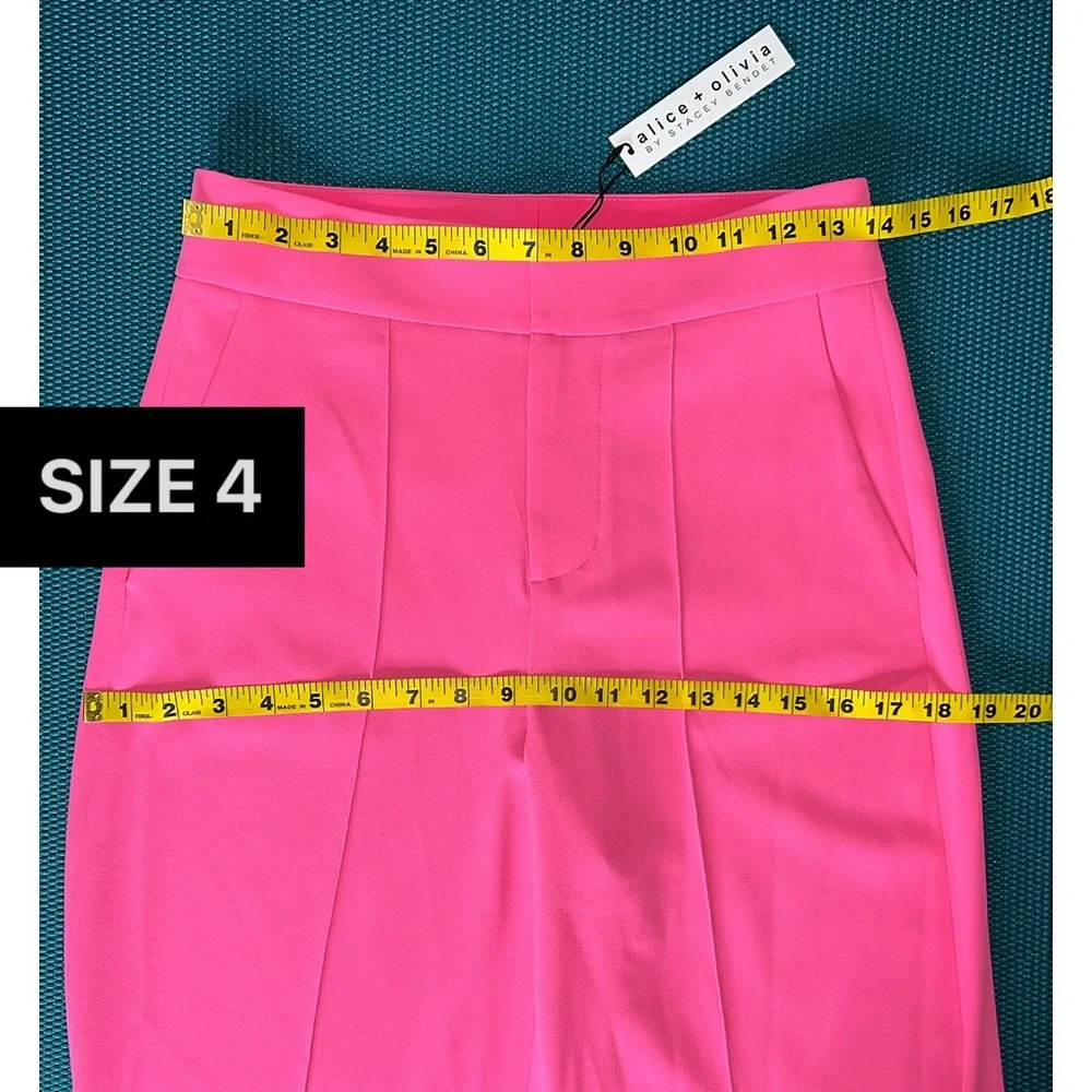 Alice + Olivia Dylan High Waisted Wide Leg Pink Pant - Picture 8 of 12